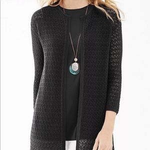 NWT J JILL OPEN STITCH BLACK SWEATER DUSTER XL